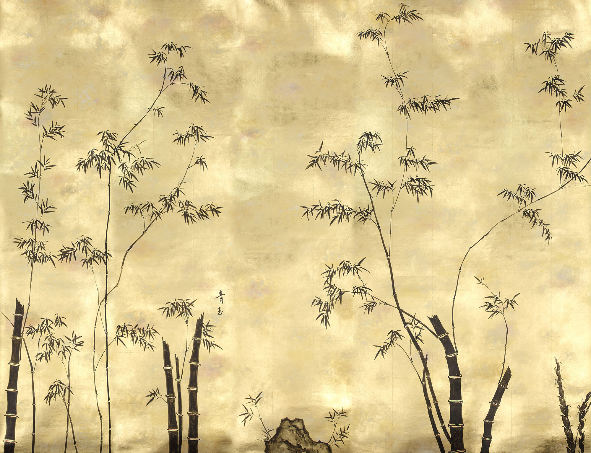 Обои ручная роспись Bamboo Quicksilver on Warm Gold gilded tea paper Обои ручная роспись Bamboo Quicksilver on Warm Gold gilded tea paper - постер Loft-Concept в Тюмени