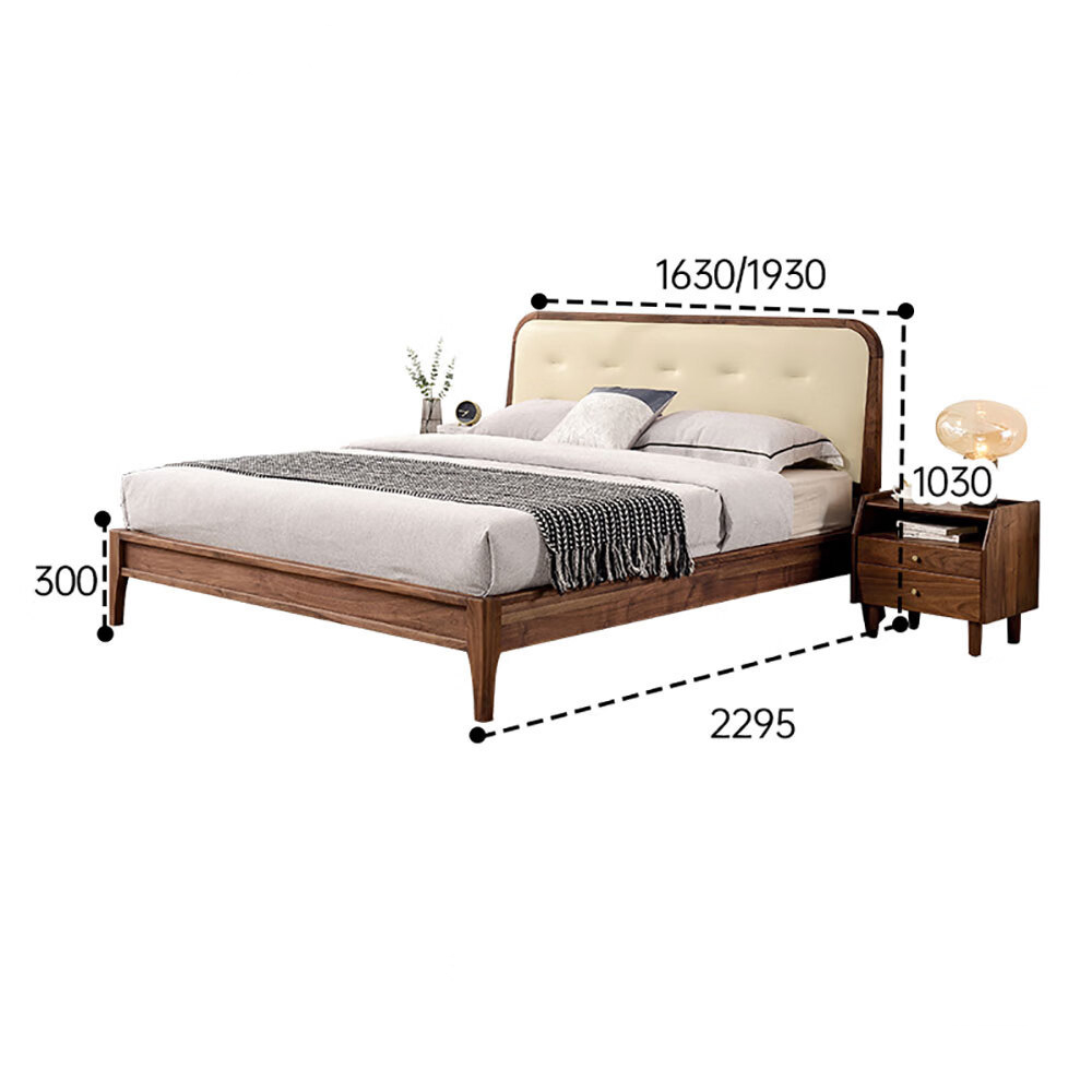 Кровать двуспальная с каркасом из дерева и мягким изголовьем Moon Walnut Bed Кровать двуспальная с каркасом из дерева и мягким изголовьем Moon Walnut Bed в Тюмени