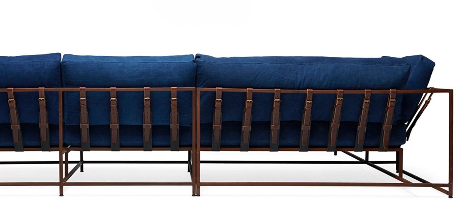 Угловой диван Indigo Denim and copper Sectional sofa Угловой диван Indigo Denim and copper Sectional sofa - Loft-Concept в Тюмени