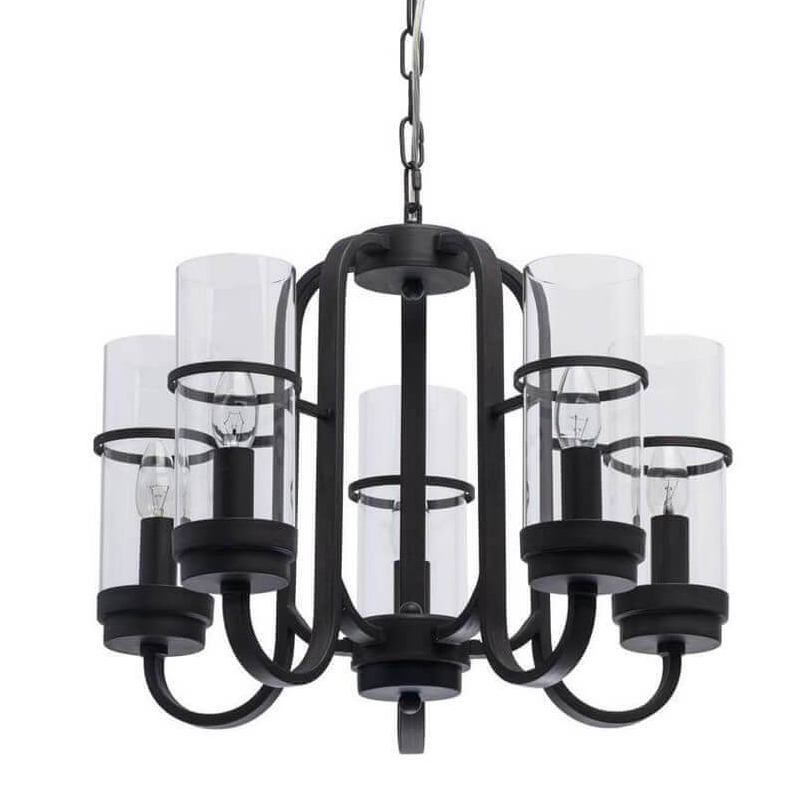 Люстра Glass Beaker lamps 5 Черный матовый Прозрачное Стекло Люстра Glass Beaker lamps 5 Черный матовый Прозрачное Стекло в Тюмени | Loft Concept