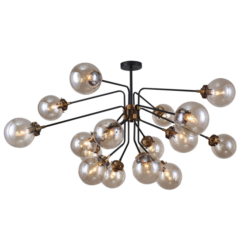 Большой Светильник Bistro Ceiling Globe 16 Черный Стекло Смок Большой Светильник Bistro Ceiling Globe 16 Черный Стекло Смок в Тюмени | Loft Concept