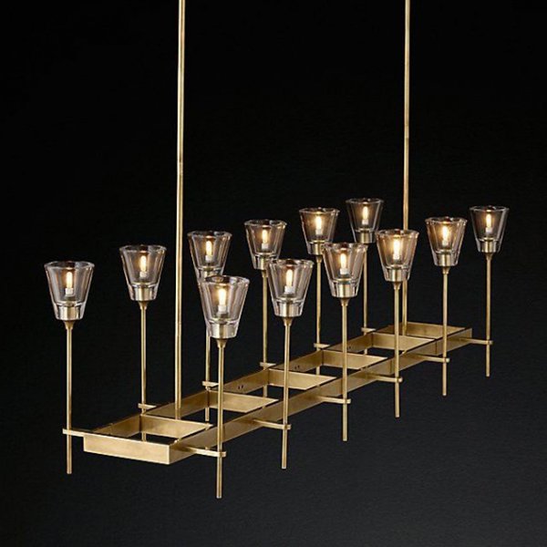 Люстра RH TORCHE DE VERRE Linear Chandelier 12 Латунь Люстра RH TORCHE DE VERRE Linear Chandelier 12 Латунь в Тюмени | Loft Concept