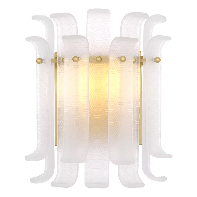 Бра Philipp Plein Wall Lamp Rodeo Drive Белый Белое матовое стекло Золотой Бра Philipp Plein Wall Lamp Rodeo Drive Белый Белое матовое стекло Золотой в Тюмени | Loft Concept
