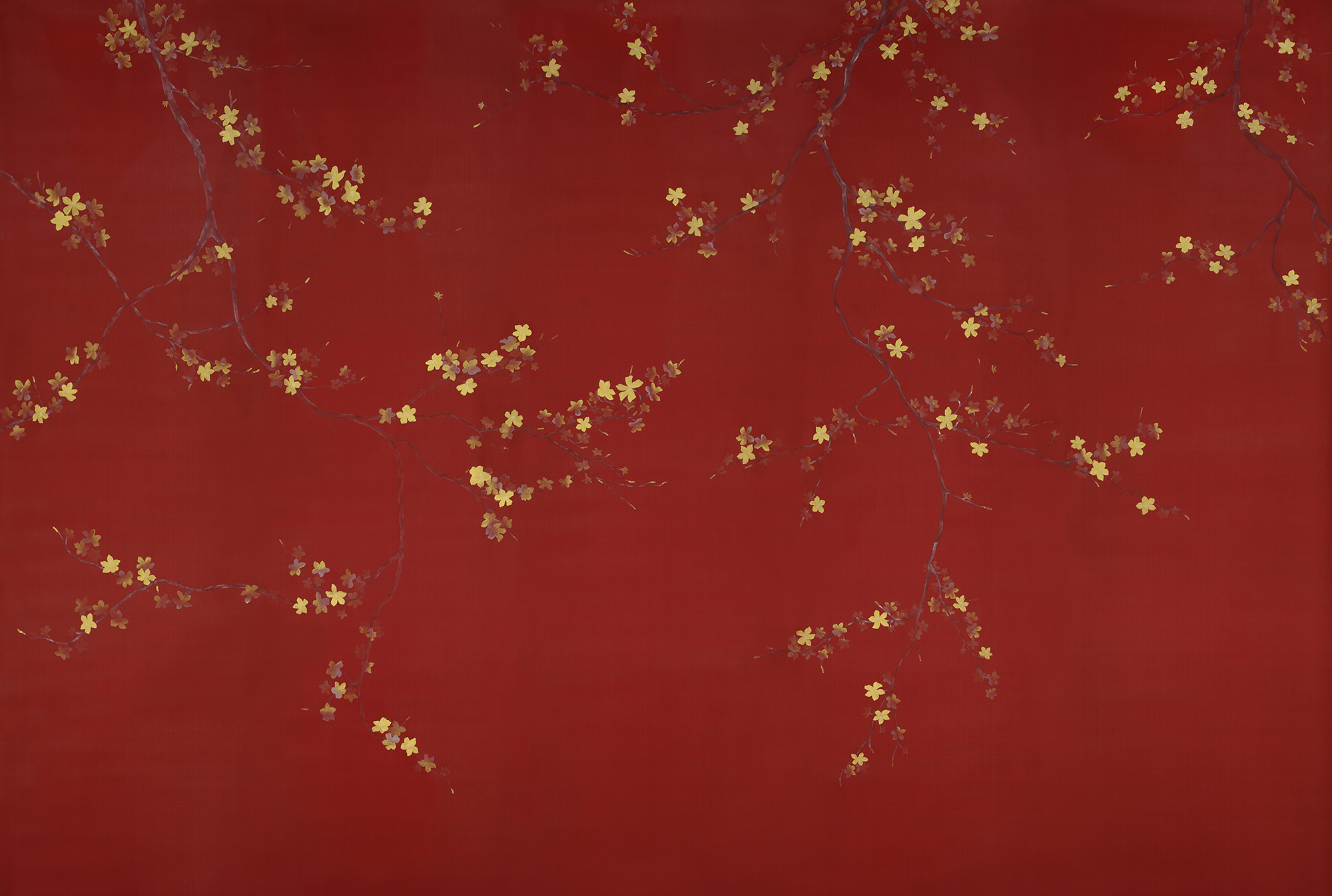 Обои ручная роспись Cherry Tree Special Colourway on Scarlet Lady dyed silk - постер Loft-Concept в Тюмени