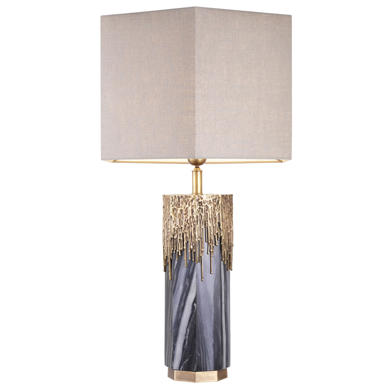 Настольная лампа Eichholtz Table Lamp Miller Серый Бежево-серый Винтажная латунь Настольная лампа Eichholtz Table Lamp Miller Серый Бежево-серый Винтажная латунь в Тюмени | Loft Concept