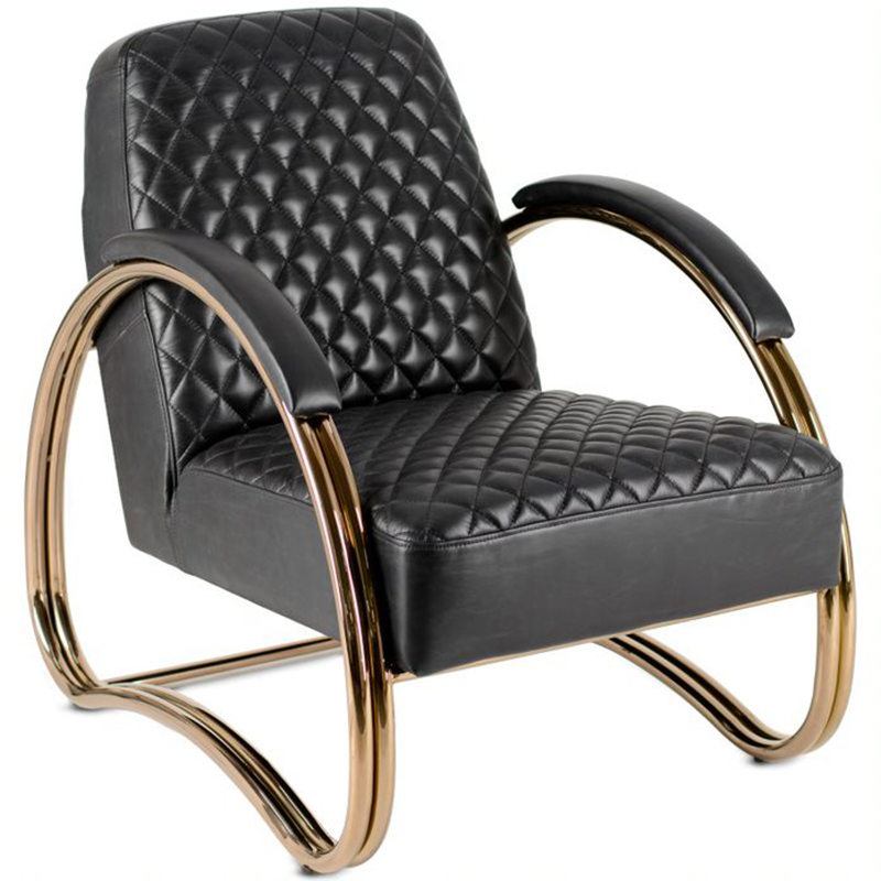 Кресло Hodges Armchair black leather Черный Розовое золото Кресло Hodges Armchair black leather Черный Розовое золото в Тюмени | Loft Concept