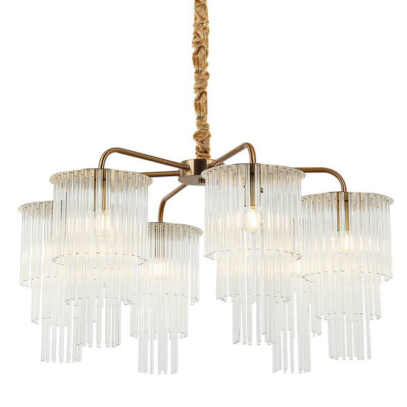 Люстра Harrison Chandelier gold 6 lamp Глянцевое золото Прозрачный Люстра Harrison Chandelier gold 6 lamp Глянцевое золото Прозрачный в Тюмени | Loft Concept