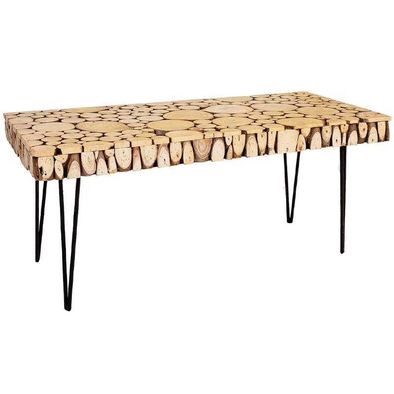 Кофейный стол с деревянной столешницей Wooden Cuts Coffee Table Коричневый Древесина Черный Кофейный стол с деревянной столешницей Wooden Cuts Coffee Table Коричневый Древесина Черный в Тюмени | Loft Concept