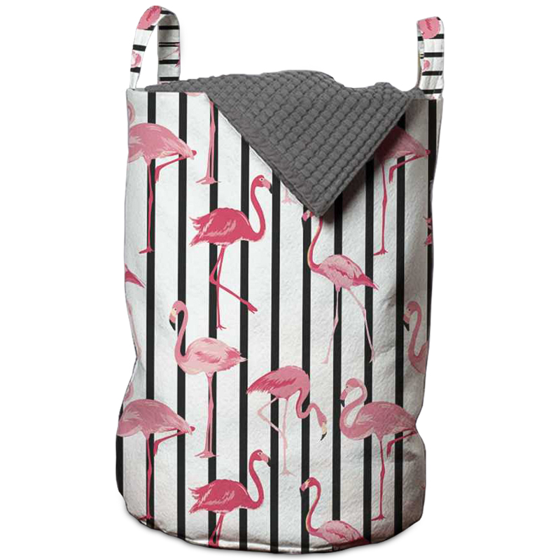 Корзина Flamingo Stripes Basket Черно-белый Розовый пастельный в Тюмени | Loft Concept 