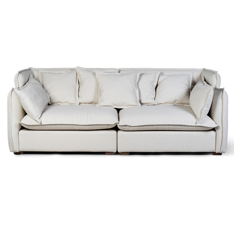 Диван с обивкой из ткани букле Salman Boucle White Sofa Белый Белый Диван с обивкой из ткани букле Salman Boucle White Sofa Белый Белый в Тюмени | Loft Concept