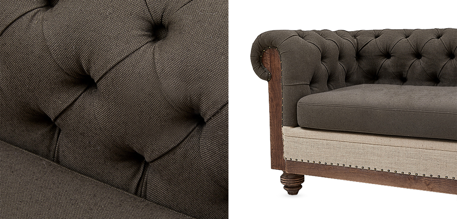 Диван Deconstructed Chesterfield Sofa triple Linen Brown - Loft-Concept в Тюмени