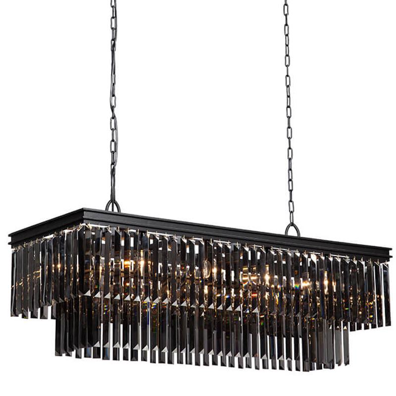 Люстра Odeon Gray glass Rectangular Chandelier Black iron стекло Смок длина 120 Черный матовый Люстра Odeon Gray glass Rectangular Chandelier Black iron стекло Смок длина 120 Черный матовый в Тюмени | Loft Concept