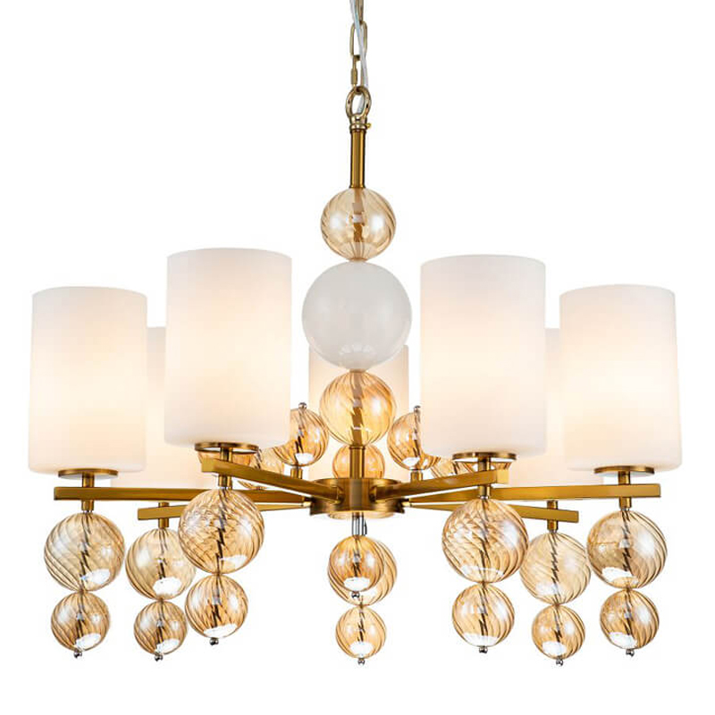 Люстра Blown Glass Balloons Chandelier 7 Латунь Белый Янтарный Люстра Blown Glass Balloons Chandelier 7 Латунь Белый Янтарный в Тюмени | Loft Concept