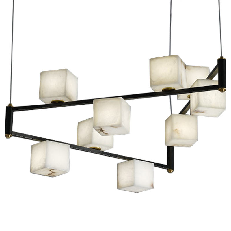 Люстра Marble Cubes Modern Light Chandelier 9 плафонов Белый Мрамор Bianco Черный Латунь Люстра Marble Cubes Modern Light Chandelier 9 плафонов Белый Мрамор Bianco Черный Латунь в Тюмени | Loft Concept
