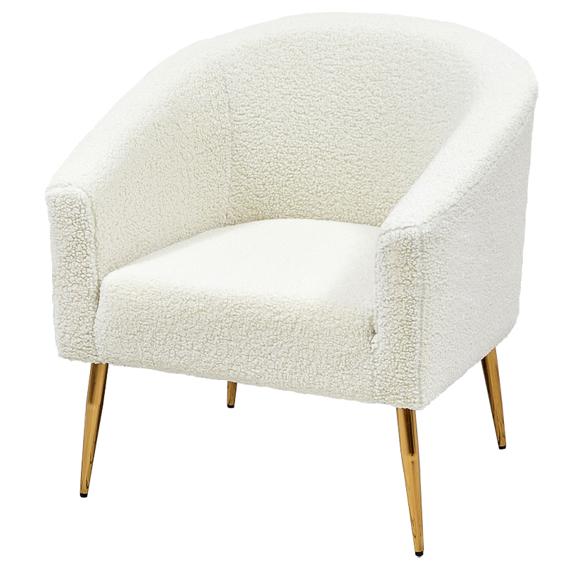 Кресло из белой ткани букле Boucle Luisa Armchair Белый Золотой Кресло из белой ткани букле Boucle Luisa Armchair Белый Золотой в Тюмени | Loft Concept