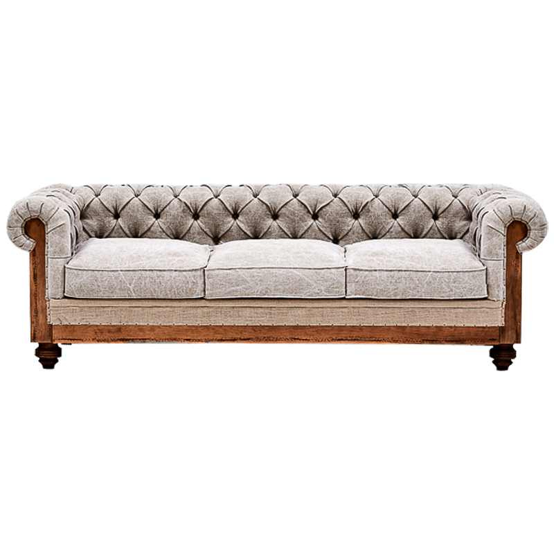 Диван Deconstructed Chesterfield Sofa Triple Gray Серый Бежевый Коричневый Диван Deconstructed Chesterfield Sofa Triple Gray Серый Бежевый Коричневый в Тюмени | Loft Concept