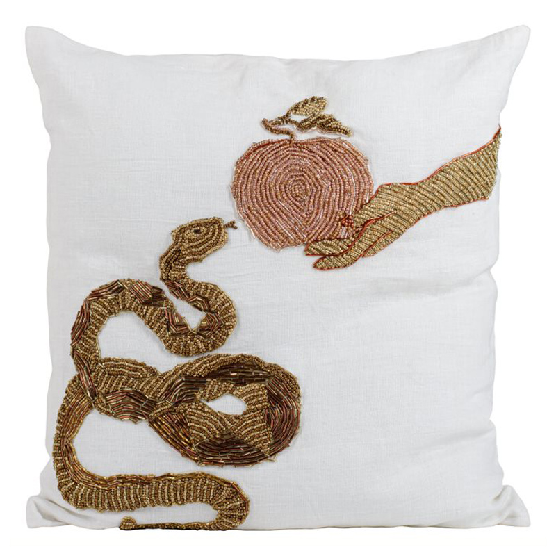 Подушка с вышивкой из бисера Snake with Apple Мульти Подушка с вышивкой из бисера Snake with Apple Мульти в Тюмени | Loft Concept
