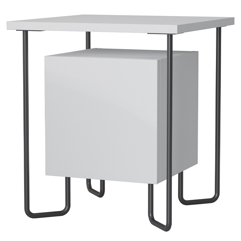 Прикроватная тумба белого цвета с дверцей ACRES NIGHTSTAND WHITE Белый Черный Прикроватная тумба белого цвета с дверцей ACRES NIGHTSTAND WHITE Белый Черный в Тюмени | Loft Concept