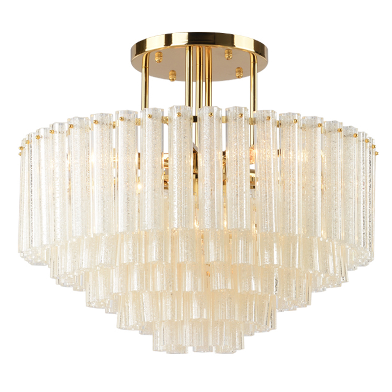 Люстра потолочная на штанге Textured Glass Chandelier Золотой Прозрачное Стекло в Тюмени | Loft Concept 