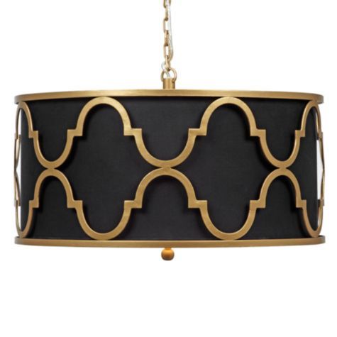 Люстра Black Shade Gold Quatrefoil Overlay Drum Pendant Черный Люстра Black Shade Gold Quatrefoil Overlay Drum Pendant Черный в Тюмени | Loft Concept