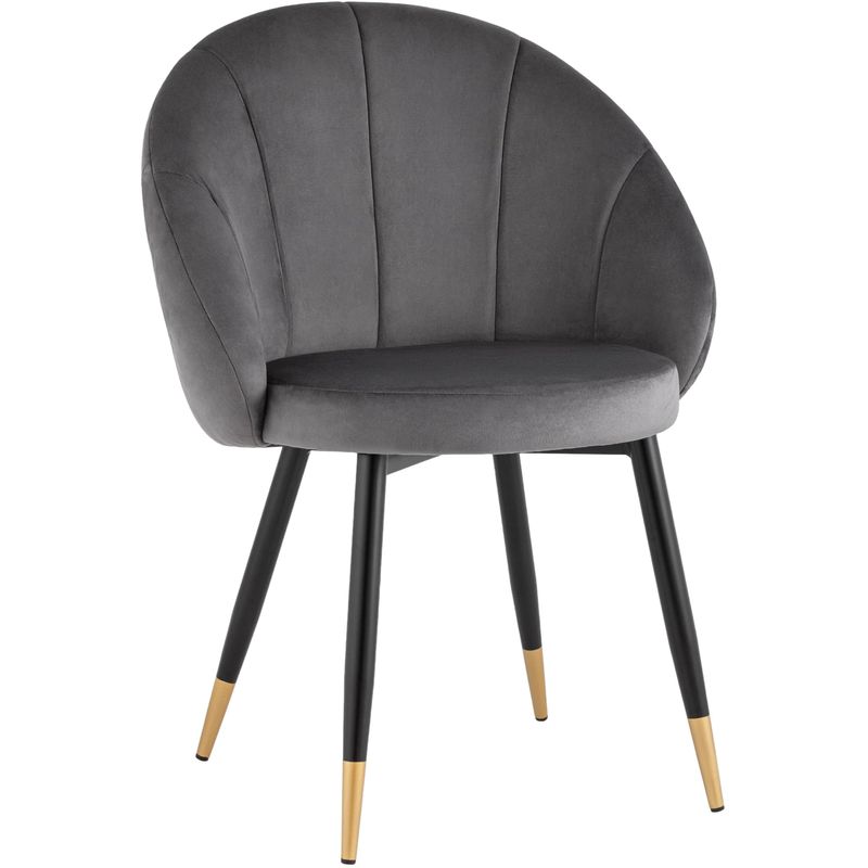 Стул Alberto Chair Серый Велюр Серый Черный Золотой Стул Alberto Chair Серый Велюр Серый Черный Золотой в Тюмени | Loft Concept