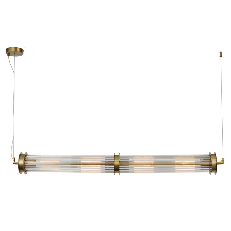 Люстра с рифленым плафоном Glass Tube Brass Латунь Прозрачный Люстра с рифленым плафоном Glass Tube Brass Латунь Прозрачный в Тюмени | Loft Concept