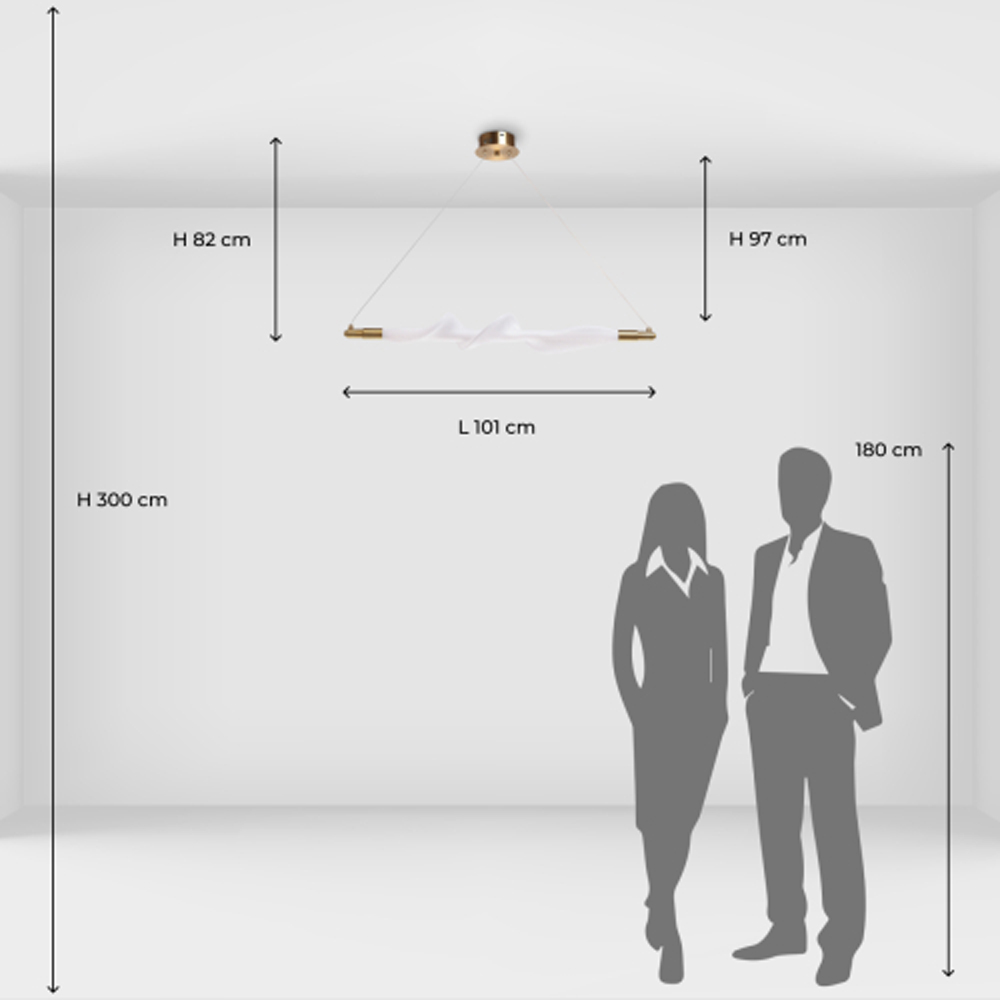 Люстра горизонтальная с волнистым белым плафоном Golden Swirl в Тюмени