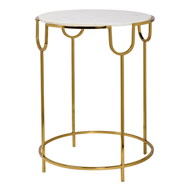 Приставной стол Bettina Side Table Глянцевое золото Белый Мрамор Bianco Приставной стол Bettina Side Table Глянцевое золото Белый Мрамор Bianco в Тюмени | Loft Concept
