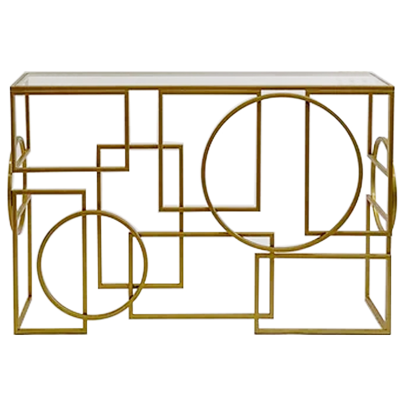 Консоль Geometric Figures Gold Console Золотой Прозрачное Стекло Консоль Geometric Figures Gold Console Золотой Прозрачное Стекло в Тюмени | Loft Concept