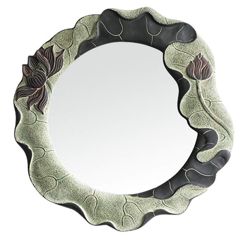 Зеркало Mirror Lotus Flowers circle Графит Зеленый шалфей Зеркало Mirror Lotus Flowers circle Графит Зеленый шалфей в Тюмени | Loft Concept