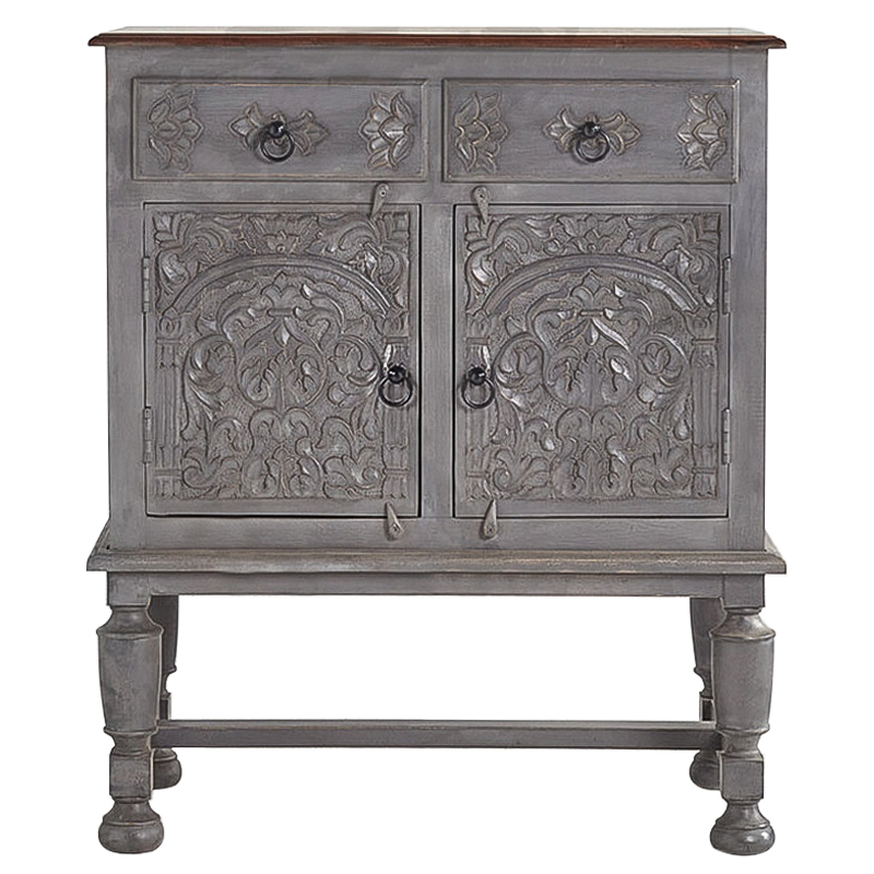 Комод Indian Antique White Furniture Chest of Drawers Amit серый Серый Коричневый Комод Indian Antique White Furniture Chest of Drawers Amit серый Серый Коричневый в Тюмени | Loft Concept