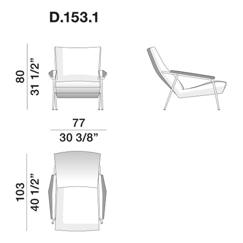 Дизайнерское кресло с подлокотниками Gio Ponti D.153.1 Armchair Дизайнерское кресло с подлокотниками Gio Ponti D.153.1 Armchair в Тюмени