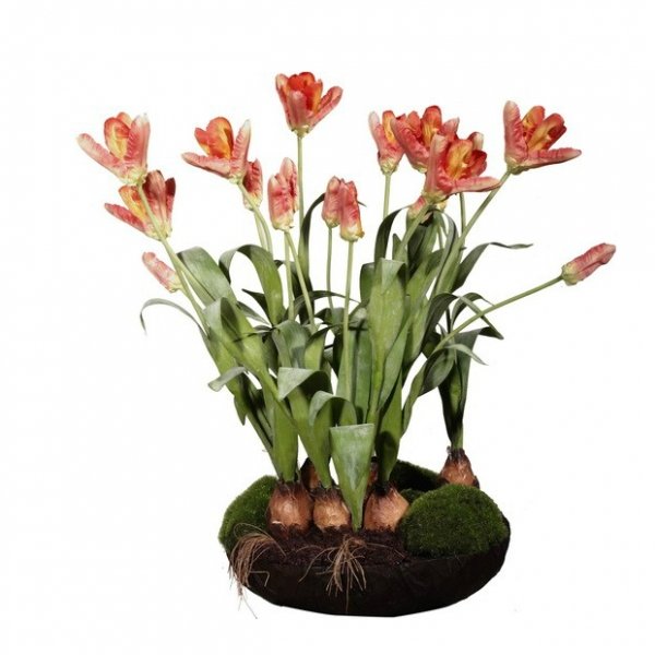 Декоративный искусственный цветок Orange Tulips Зеленый Оранжевый Декоративный искусственный цветок Orange Tulips Зеленый Оранжевый в Тюмени | Loft Concept