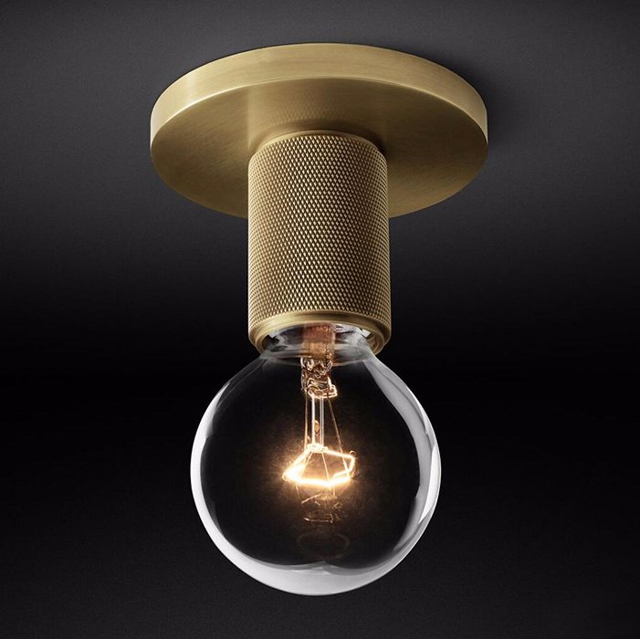 Потолочный светильник RH Utilitaire Socket Flushmount Brass Латунь Потолочный светильник RH Utilitaire Socket Flushmount Brass Латунь в Тюмени | Loft Concept