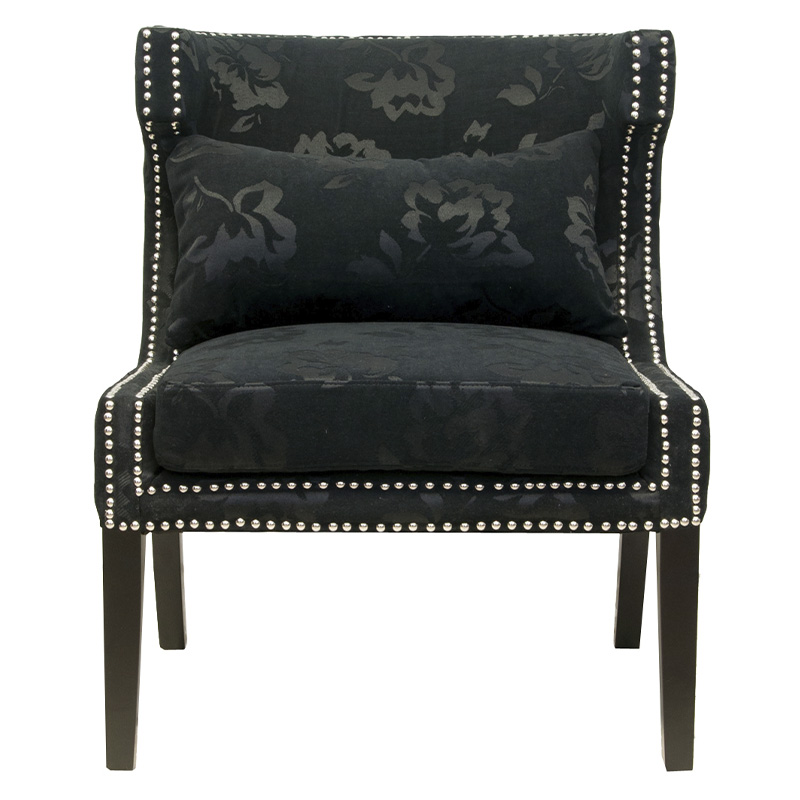 Полукресло с мягкой обивкой из жаккарда на 4-х ножках из массива березы Baroque Armchair black Черный в Тюмени | Loft Concept 