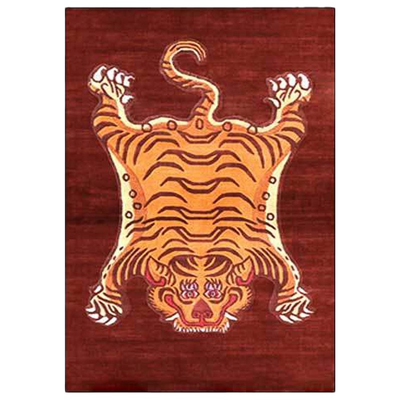 Ковер Тибетский Тигр Tibetan Tiger Rug Red Красный Оранжевый Ковер Тибетский Тигр Tibetan Tiger Rug Red Красный Оранжевый в Тюмени | Loft Concept