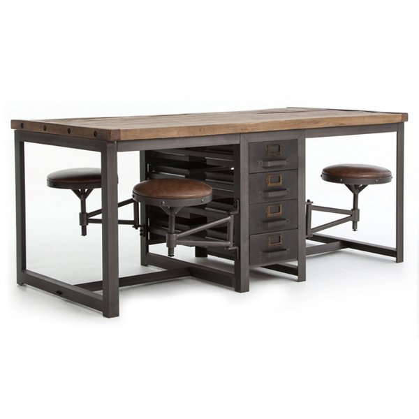 Большой рабочий стол Rupert Work Table Rustic Дуб темный Графит Большой рабочий стол Rupert Work Table Rustic Дуб темный Графит в Тюмени | Loft Concept