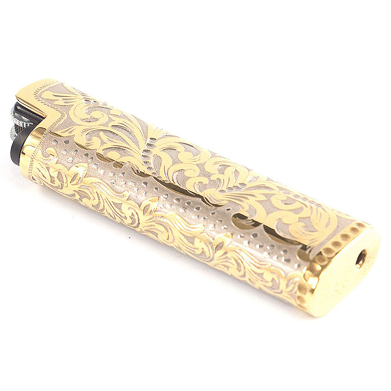 Зажигалка газовая в металлическом чехле с гравировкой Metal Lighters Никель Золотой в Тюмени | Loft Concept 