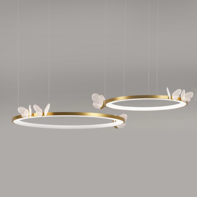 Подвесной светильник двойное кольцо с бабочками Butterfly Double Ring F Прозрачный Латунь Подвесной светильник двойное кольцо с бабочками Butterfly Double Ring F Прозрачный Латунь в Тюмени | Loft Concept