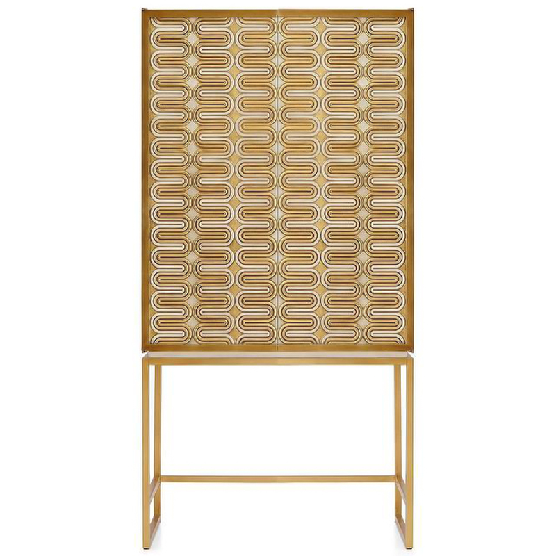 Шкаф Park Avenue Brass Wave Pattern Bar Cabinet Белый Золотой Шкаф Park Avenue Brass Wave Pattern Bar Cabinet Белый Золотой в Тюмени | Loft Concept