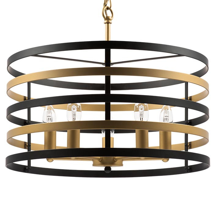 Люстра Gold Stripes Chandelier 5 Черный Золотой Люстра Gold Stripes Chandelier 5 Черный Золотой в Тюмени | Loft Concept