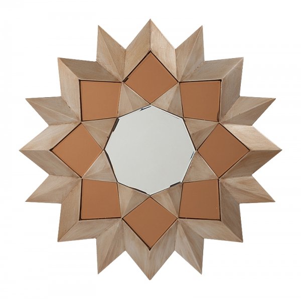 Зеркало-солнце Polygonal Sun Коричневый в Тюмени | Loft Concept 