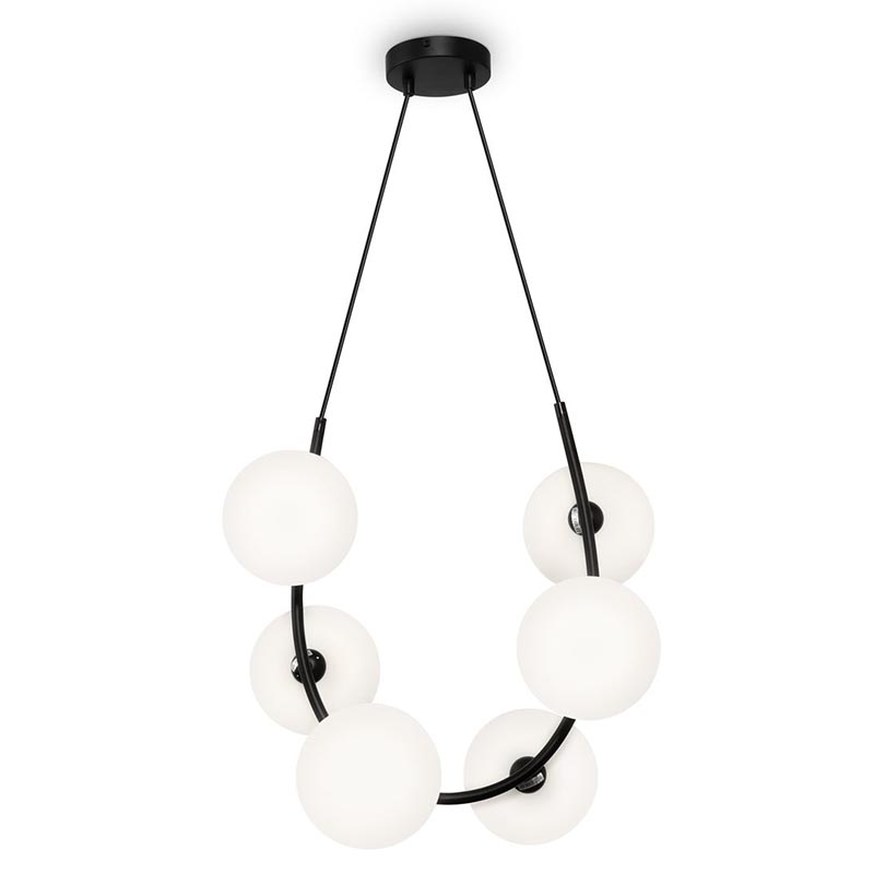 Люстра Marcan 6 Ball Chandelier Black Черный Белый Люстра Marcan 6 Ball Chandelier Black Черный Белый в Тюмени | Loft Concept