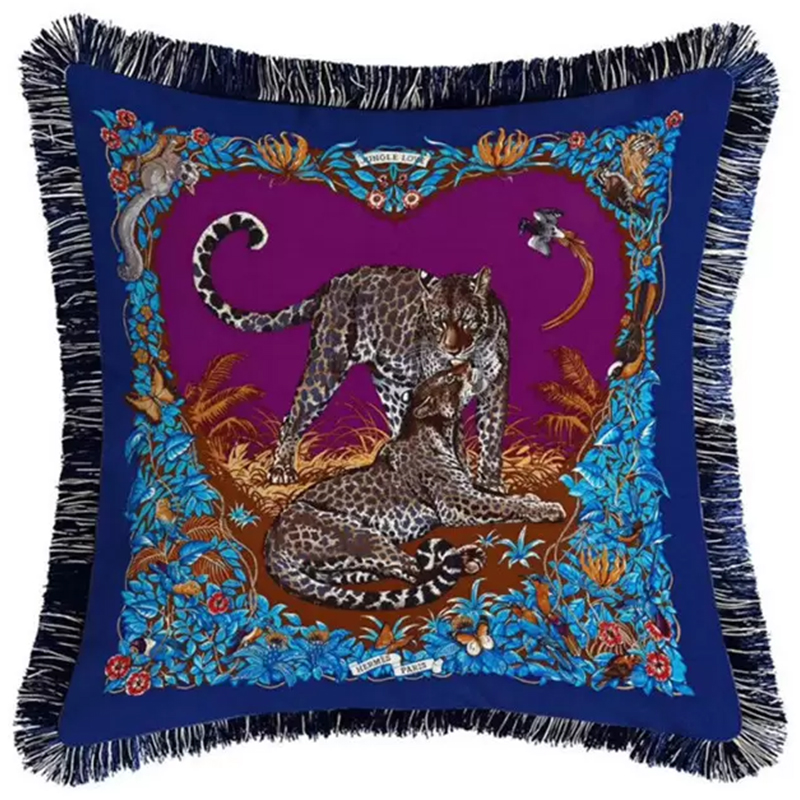 Декоративная подушка Hermes Jungle 59 Мульти Синий Фиолетовый Декоративная подушка Hermes Jungle 59 Мульти Синий Фиолетовый в Тюмени | Loft Concept