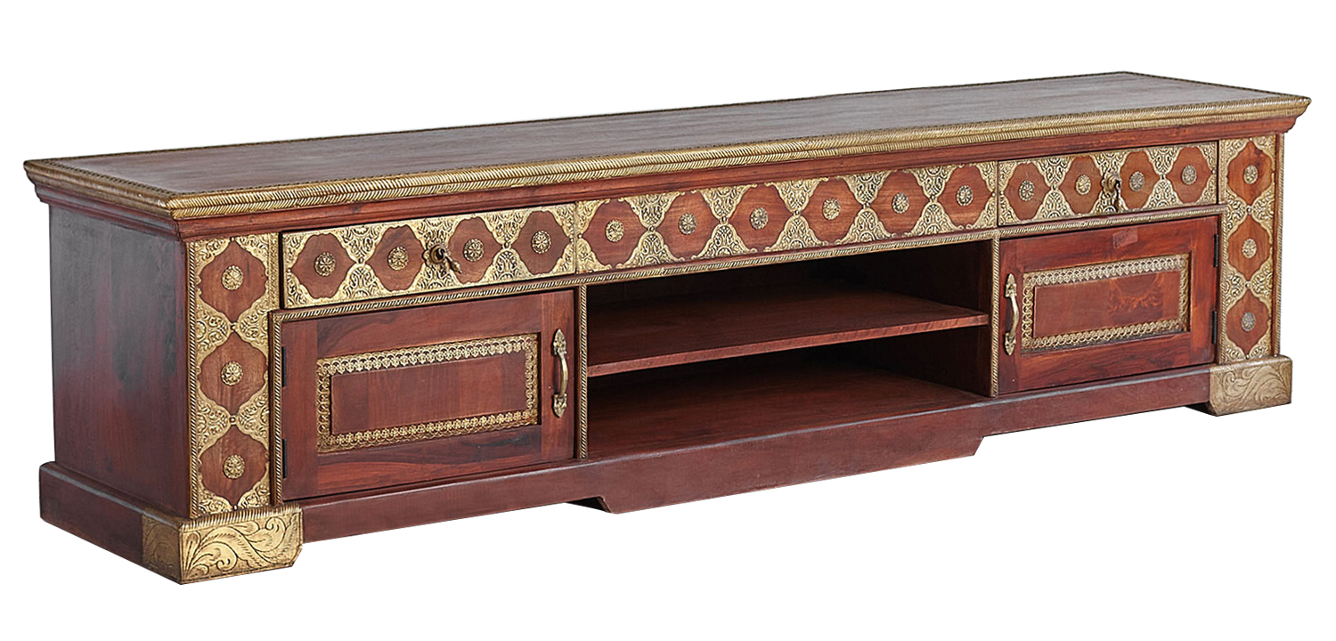 ТВ-тумба с латунной чеканкой Tejas Indian Inlaid TV Stand - фото