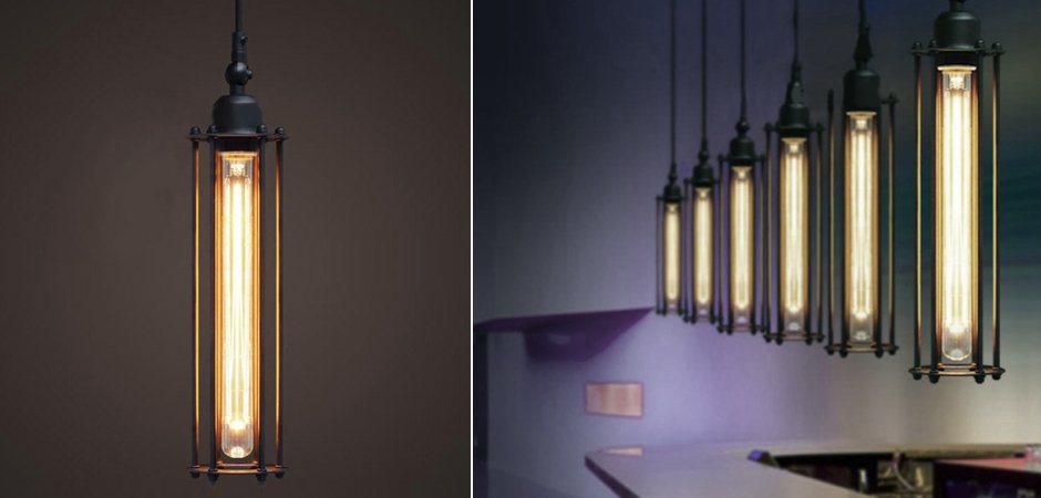 Подвесной светильник Loft Industrial Edison Cage Vetrical Momo Подвесной светильник Loft Industrial Edison Cage Vetrical Momo - Loft-Concept в Тюмени