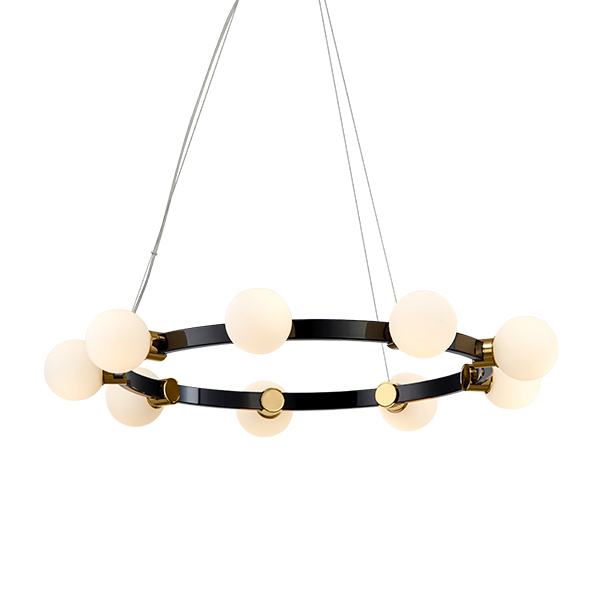 Люстра Hoop Balls Chandelier Черный Белый Люстра Hoop Balls Chandelier Черный Белый в Тюмени | Loft Concept