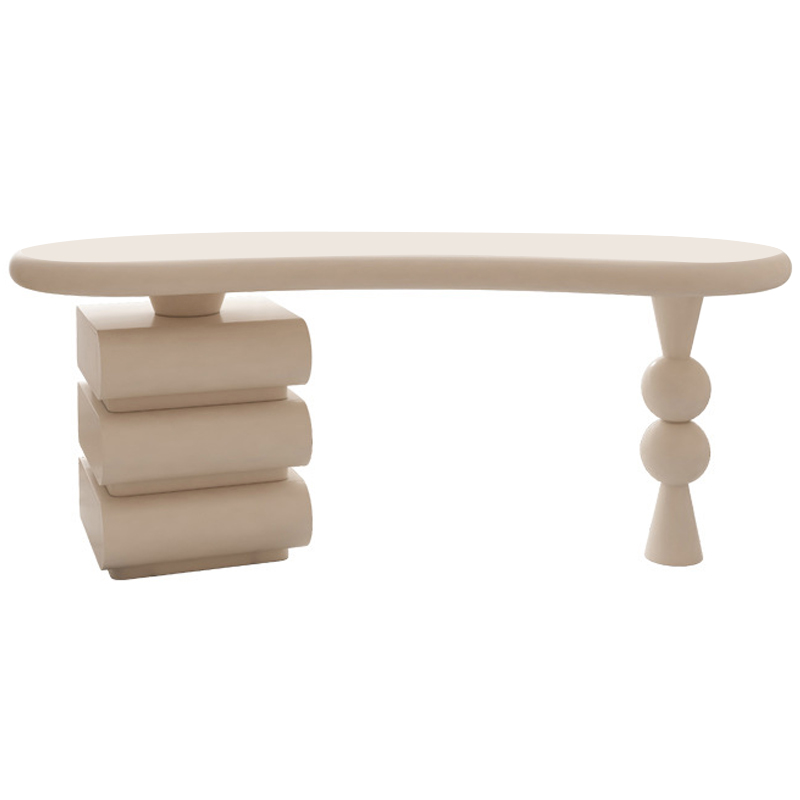 Рабочий стол Cecil Unique Shape Desk Бежевый Рабочий стол Cecil Unique Shape Desk Бежевый в Тюмени | Loft Concept