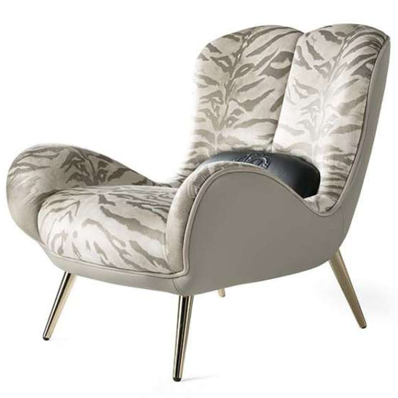 Дизайнерское Кресло Tifnit Armchairs стиль Roberto Cavalli III Серый Бежево-серый Глянцевое золото Дизайнерское Кресло Tifnit Armchairs стиль Roberto Cavalli III Серый Бежево-серый Глянцевое золото в Тюмени | Loft Concept