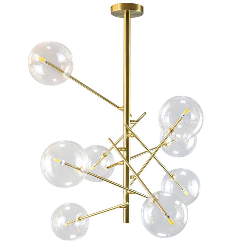 Люстра Gallotti & Radice Bolle Рanging Lamp 8 плафонов Золотой Прозрачный (Transparent) Люстра Gallotti & Radice Bolle Рanging Lamp 8 плафонов Золотой Прозрачный (Transparent) в Тюмени | Loft Concept